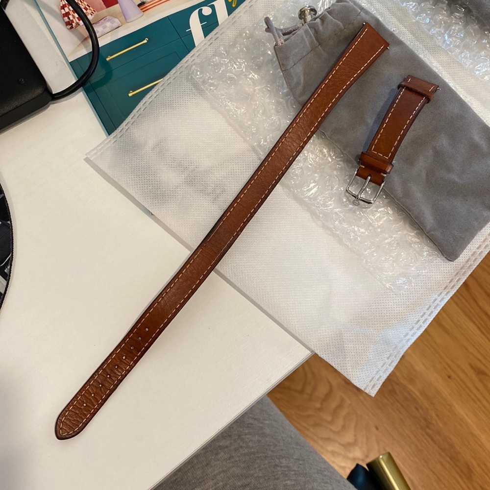 Michele 18mm Double Wrap Leather Watch Strap